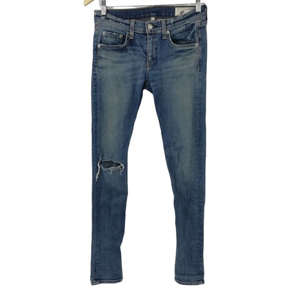 Rag & Bone Cate Mid Rise Skinny Jeans Size 26 Water St Destroyed Distressed - Picture 1 of 12